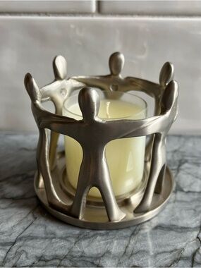 Circle of Friends Metal Sculpture Votive Candle Holder Modern Unity Art